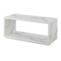 Convenience Concepts Northfield Admiral Coffee Table With Shelf, White Faux Marble