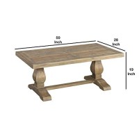 Benjara 19 Inch Rectangular Coffee Table With Pedestal Base, Brown