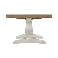 Benjara 19 Inch Coffee Table With Pedestal Base, Brown, White