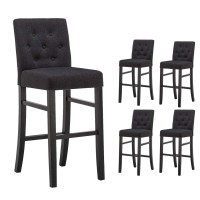 Yeefy 30 Counter Height Bar Stools Set Of 2 & 4 With Back Fabric Barstools Bar Height Upholstered Button Tufted Bar Stool Modern High Wooden Stools For Kitchen Island (Set Of 4, Charcoal)