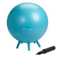 Gaiam Kids Stay-N-Play Children'S Balance Ball - Flexible School Chair Active Classroom Desk Alternative Seating | Built-In Stay-Put Soft Stability Legs, Includes Air Pump, 52Cm, Mr Mustache