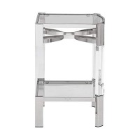 Benjara 26 Inch Metal And Acrylic Accent Table, Silver, Clear