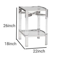 Benjara 26 Inch Metal And Acrylic Accent Table, Silver, Clear