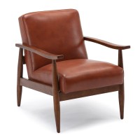 Comfort Pointe Austin Caramel Faux Leather Modern Wooden Base Accent Chair