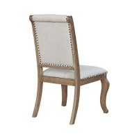 Benjara Button Tufted Fabric Side Chair With Cabriole Legs,Set Of 2, Brown And Cream