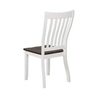 Benjara Farmhouse Wooden Dining Chair With Slatted Back, Set Of 2, White And Brown