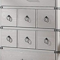 Benjara 5 Drawer Wooden Chest With Metal Braces, Gray