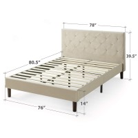 Zinus Shalini Upholstered Platform Bed Frame / Mattress Foundation / Wood Slat Support / No Box Spring Needed / Easy Assembly, Beige, King