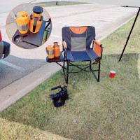 Sunnyfeel Camping Directors Chair, Heavy Duty,Oversized Portable Folding Chair With Side Table, Pocket For Beach, Fishing,Trip,Picnic,Lawn,Concert Outdoor Foldable Camp Chairs (Orange)