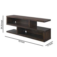Benjara 70 Inch Contemporary Wooden Tv Stand With Flat Base, Brown