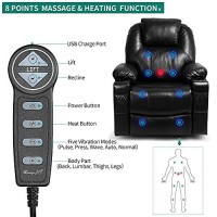Yitahome Power Lift Recliner Chair For Elderly, Lift Chair With Heat And Massage, Faux Leather Recliner Chair With 2 Cup Holders, Side Pockets & Remote Control For Living Room,Black