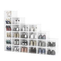 Pellebant Shoe Boxes Clear Plastic Stackable,24 Pack Shoe Storage Boxes Fit Up To Us Size 14,X-Largewhite