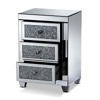 Baxton Studio Bronze Finished And Luxe Mirrored 3-Drawer Nightstand