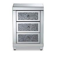 Baxton Studio Bronze Finished And Luxe Mirrored 3-Drawer Nightstand