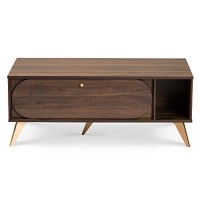 Baxton Studio Edel Walnut Brown And Gold Finished Wood Coffee Table