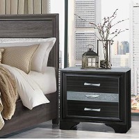 Binrrio 3 Drawers Black Nightstand Modern Stylish Wood Bedside Table Solid End Table Accent Nightstand With Handle For Home Living Room Bedroom College Dorm No Assembly Need (Type 2 Black)