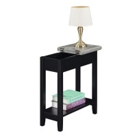 Convenience Concepts American Heritage Flip Top End Table With Shelf, 23, Faux Birch/Black