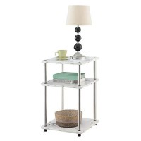 Convenience Concepts Designs2Go No Tools 3-Tier End Table, Faux White Marble/Chrome