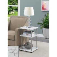 Convenience Concepts Designs2Go No Tools 3-Tier End Table, Faux White Marble/Chrome