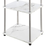 Convenience Concepts Designs2Go No Tools 3-Tier End Table, Faux White Marble/Chrome