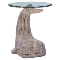 Powell Furniture Linon Mabry Whale Mgo Distressed Side Accent Table In Driftwood Natural