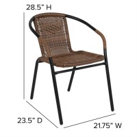 Flash Furniture 2 Pack Medium Brown Rattan Indoor-Outdoor Restaurant Stack Chair