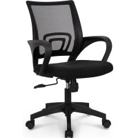 Neo Chair Office Computer Desk Chair Gaming-Ergonomic Mid Back Cushion Lumbar Support With Wheels Comfortable Blue Mesh Racing Seat Adjustable Swivel Rolling Home Executive (Black)