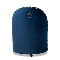 Baxton Studio Bethel Glam And Luxe Navy Blue Velvet Fabric Upholstered Rolling Accent Chair