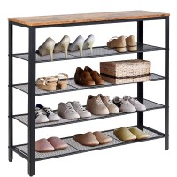 Dortala Shoe Rack 5-Tier Shoe Storage Organizer W4 Metal Mesh Shelves For 16-20 Pairs