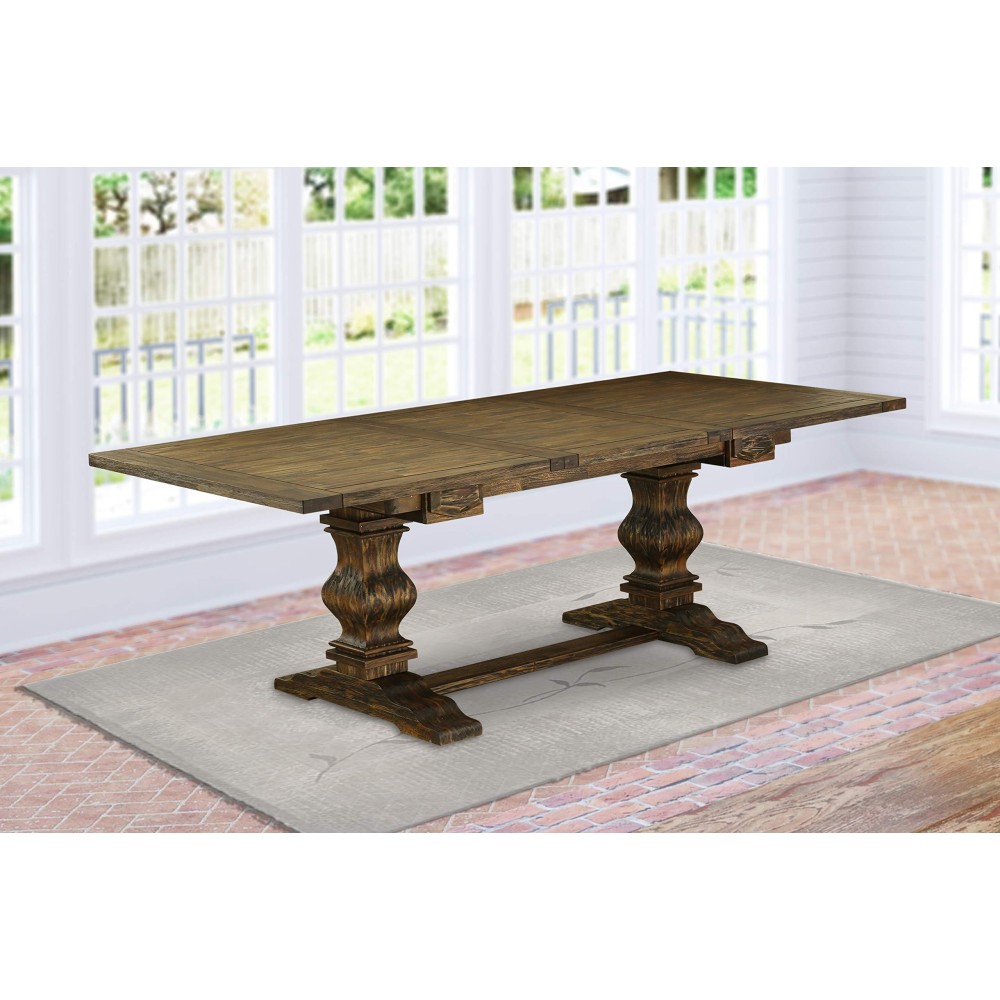 East West Furniture Lat-07-Tp Dining Table, Length 68A92A Width 42 Height 303, Distressed Jacobean Finish