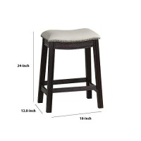 Benjara Curved Leatherette Counter Stool With Nailhead Trim, Set Of 2, Gray