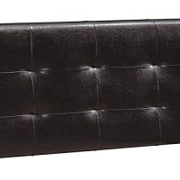 Benjara Queen Leatherette Bed With Checkered Tufted Headboard, Brown