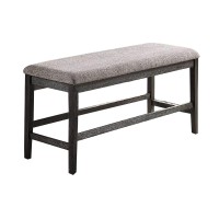 Benjara Distressed Wooden Dining Bench With Fabric Seat, Gray