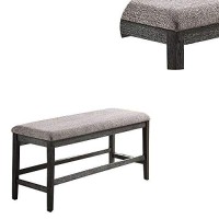 Benjara Distressed Wooden Dining Bench With Fabric Seat, Gray