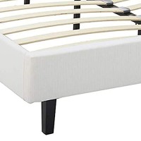 Benjara Transitional Style Leatherette Queen Bed With Padded Headboard, White