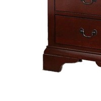 Benjara 2 Drawer Wooden Nightstand With Panel Bracket Feet, Brown