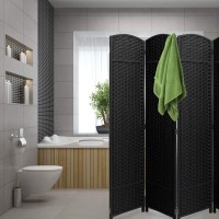 Sorbus Room Divider Privacy Screen, 6 Ft. Tall Extra Wide Foldable Panel Partition Wall Divider, Double Hinged Room Dividers And Folding Privacy Screens (Black)