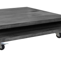 The Urban Port Square Mango Wood Coffee Table With Casters And Open Storage Compartment