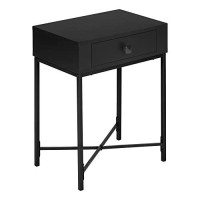 Monarch Specialties Rectangularside Nightstand-1Storage Drawer-Forliving Room Or Bedroom-Accent, 22 H End Table, Black