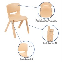 4 Pack Plastic Stackable School Chairs With 13.25 Seat Height, Assorted Colors