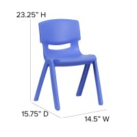 4 Pack Plastic Stackable School Chairs With 13.25 Seat Height, Assorted Colors