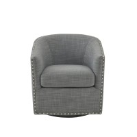 Madison Park Barrel Swivel Glider Accent Chair Upholstered 360 Degree Rocker Armchair Metal Base Stand Solid Wood Plywood Nailhead Trim For Nurseryfamily Living Room 0 Tyler Grey