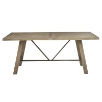 Ink+Ivy Sonoma Solid Wood Dining Table, Rectangular With Rustic Metal Truss Accent,Trestle Legs, Easy Assembly, Industrial Country, For Kitchen, Entryway, Family, Or Bedroom, Reclaimed Grey