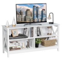 Dortala 3-Tier Tv Stand, Wooden Entertainment Center With Storage Shelves, Farmhouse Console Table For Living Room Bedroom, Suitable For Tvs Up To 55 Inches (White)