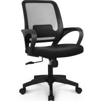 Neo Chair Office Chair Ergonomic Desk Chair Mesh Computer Chair Lumbar Support Modern Executive Adjustable Rolling Swivel Chair Comfortable Mid Black Task Home Office Chair (Black)
