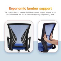 Office Chair Ergonomic Desk Chair Mesh Computer Chair With Lumbar Support Armrest Rolling Swivel Adjustable Task Chair For Adults(Blue)