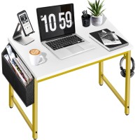 Dlisiting Computer Desk - Modern Simple Home Office Writing Table For Bedroom Student Teens Study Small Spaces Work, Pc Laptop 31 Inch Mini Vanity Desks, Mesa De Computadora White Gold