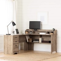 South Shore Versa L-Shaped Desk, Weathered Oak