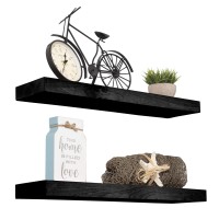 Imperative Dacor Floating Wall Shelves Set Of 2 - Functional & Rustic Wooden Shelve For Home Furnishing, Bathroom, Kitchen, & Farmhouse - Usa Handmade (Black, 36 Inch Long X 55 Inch Wide)