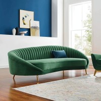 Modway Camber Channel Tufted Performance Velvet Sofa In Emerald